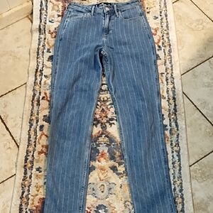 Hollister Blue Pinstripe Women's Straight Leg Jeans